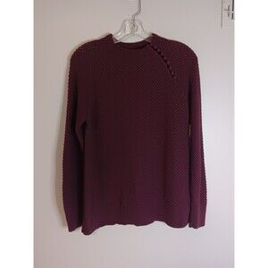 Loft High Neck Waffle Knit Sweater Plum Purple Sz Medium